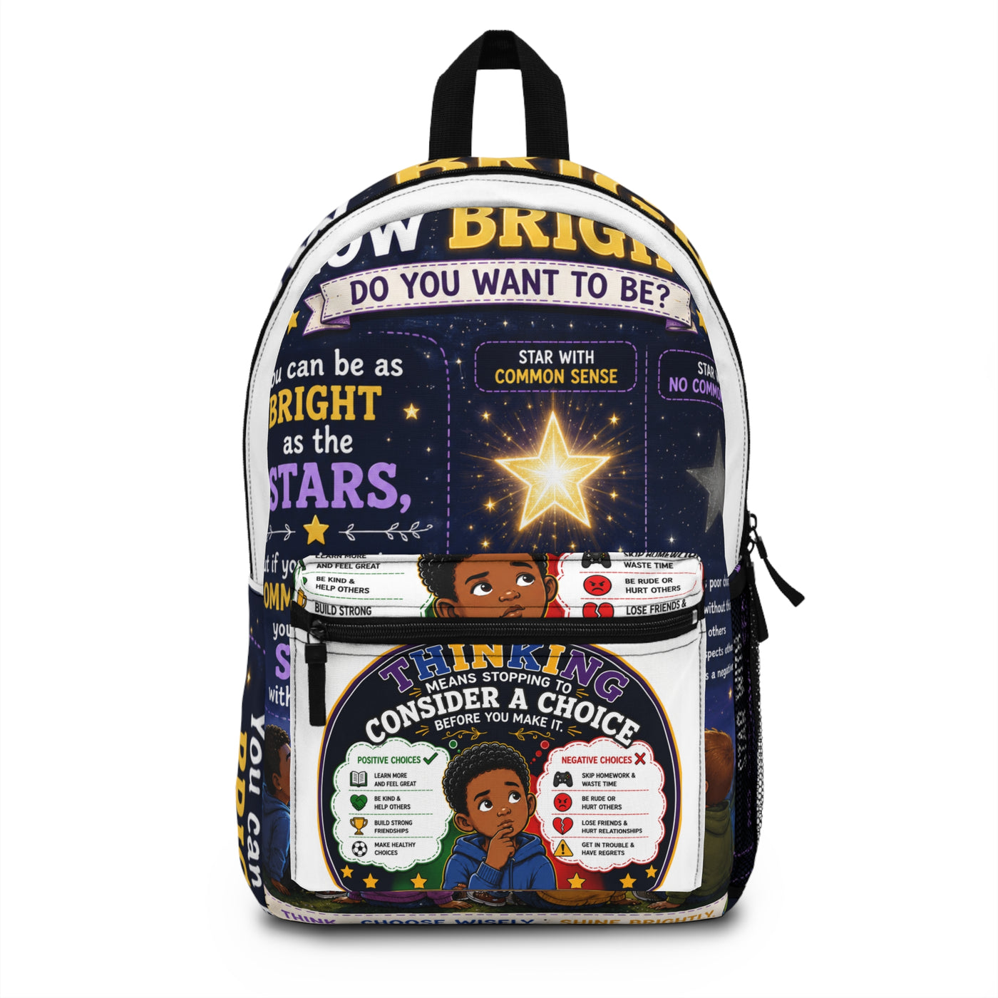 Inspirational Kids Backpack — "How Bright Do You Want to Be?" Motivational School Bag