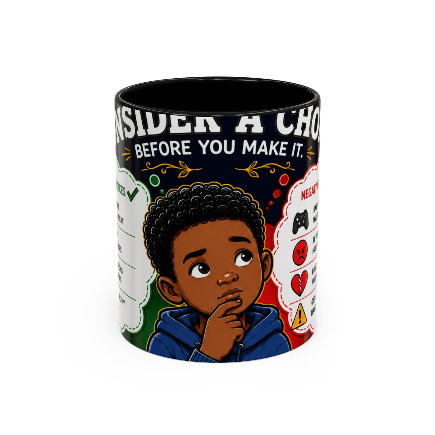 Accent Coffee Mug — Positive Choices Kids Motivational Coffee Mug (11/15 oz)
