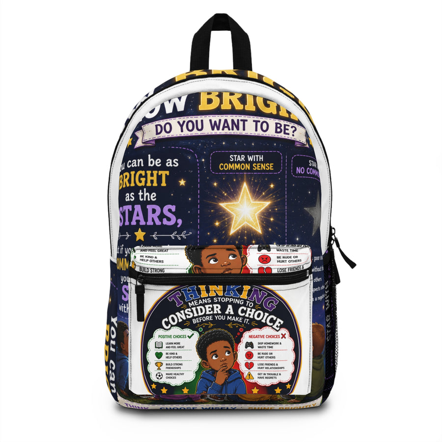 Inspirational Kids Backpack — "How Bright Do You Want to Be?" Motivational School Bag