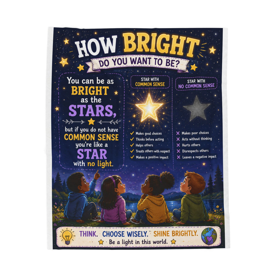 How Bright Velveteen Plush Blanket — Inspirational Kids Starry Night Throw