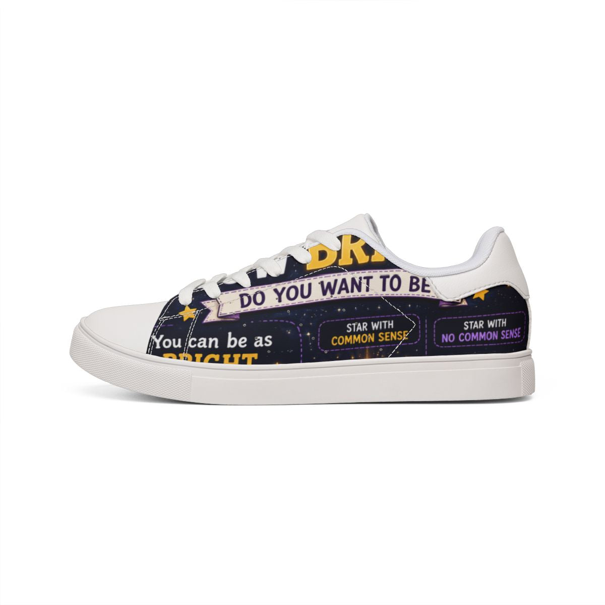 Side view of Make Common Sense Common Again shoes